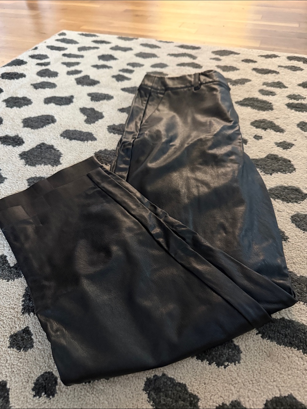 Commando Black Faux Leather Pants with Pink Logo Tag
